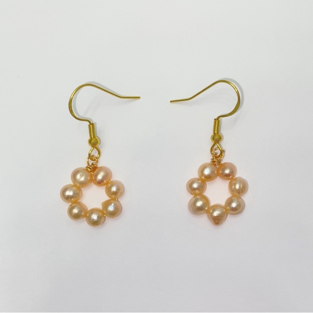 Pink Freshwater Pearl Circle Drop Earrings – Elegant Dangle Jewelry
